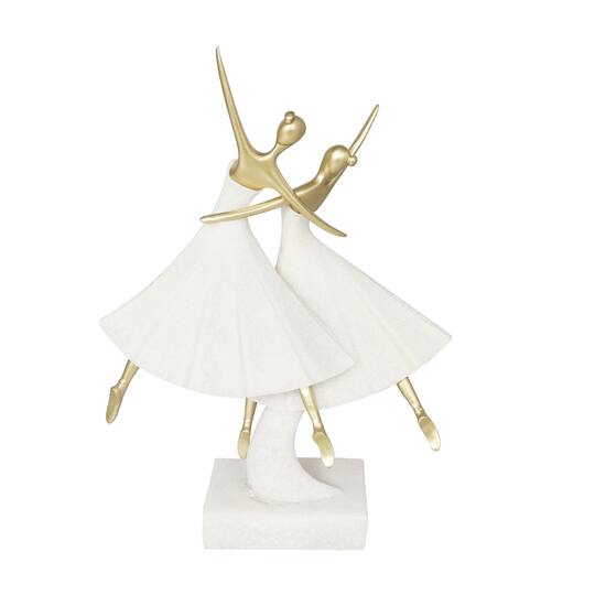 12.75" Cream Polystone Dancing Ballet Couple Sculpture Décor